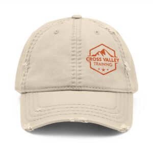 Embroidered Distressed Dad Hat — Cross Valley Training Logo